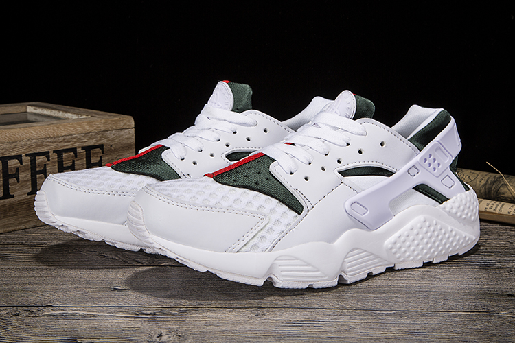 New Women Nike Air Huarache White Green Red Shoes - Click Image to Close